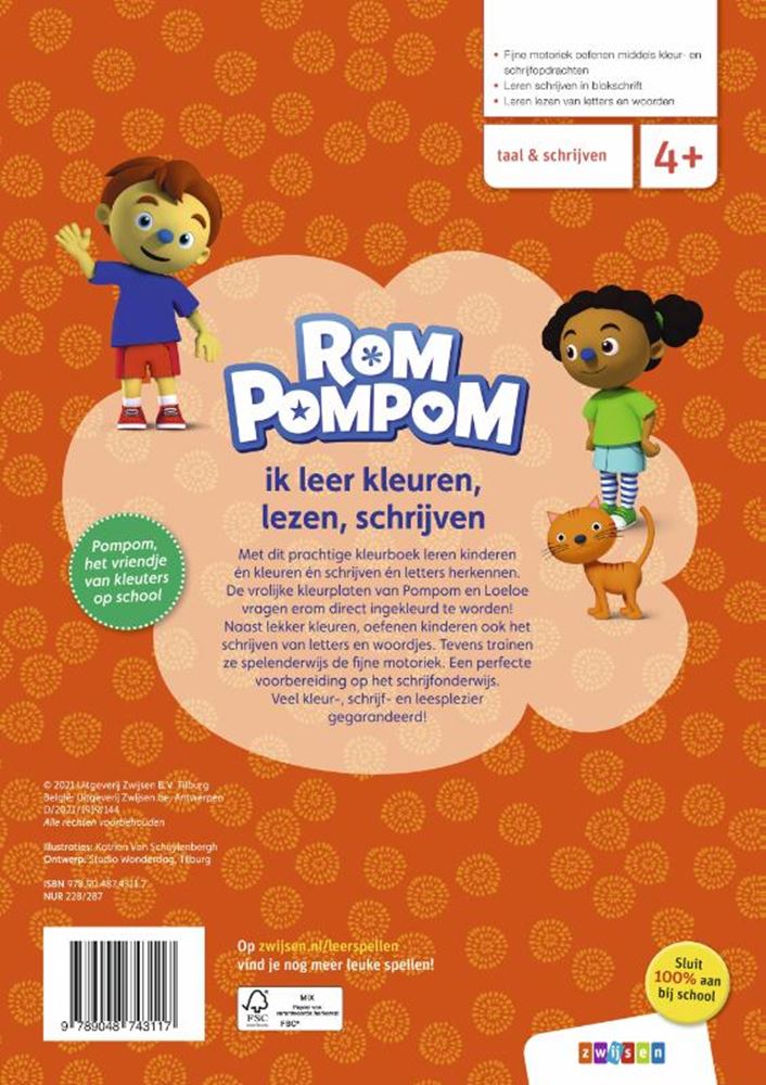 Load image into Gallery viewer, Wpg uitgevers rompompom ik leer kleuren, lezen en schrijven (4-6 jaar)