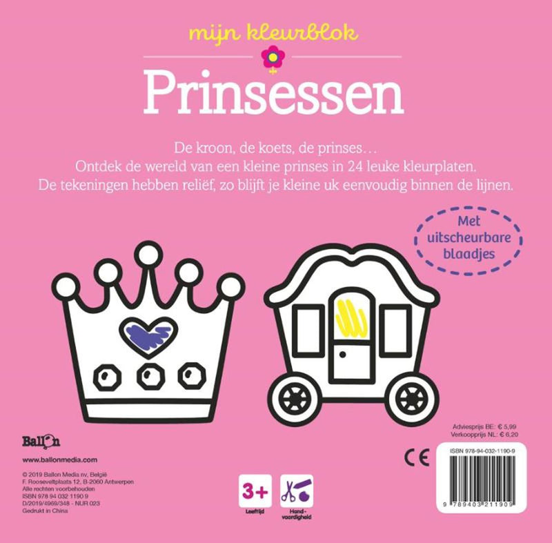 Load image into Gallery viewer, De ballon kleurblok junior - prinsessen (dikke. 3+