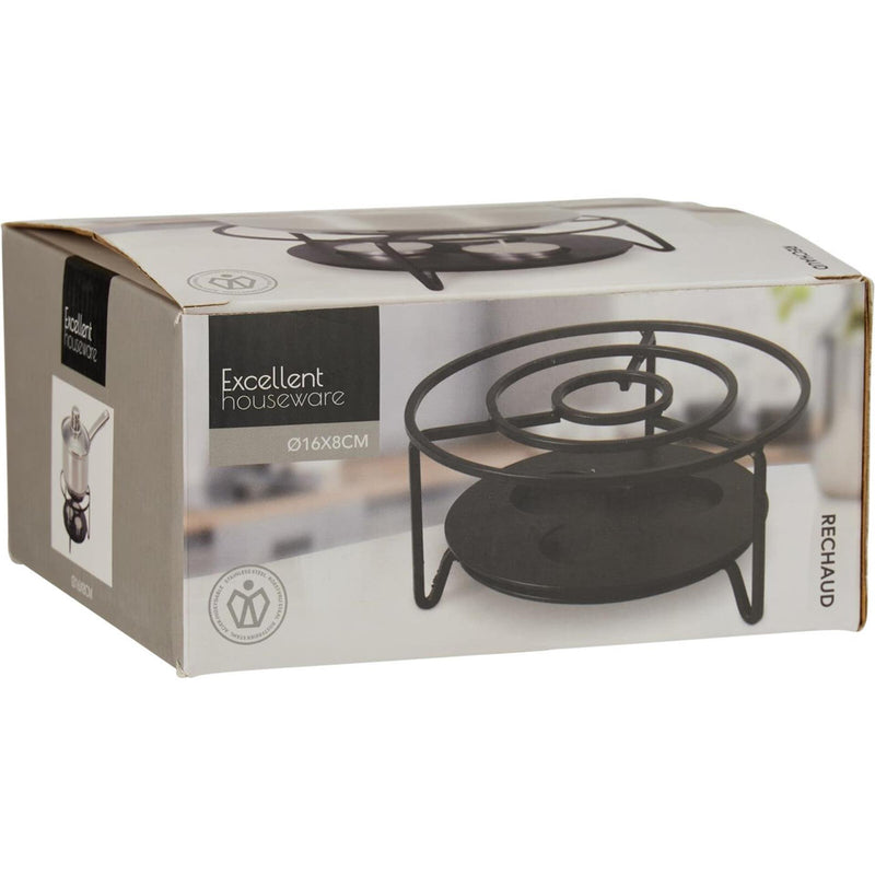 Afbeelding laden in galerijviewer, Excellent houseware rechaud ã˜16xh8cm zwart rechaud rvs ã˜16xh8cm zwart