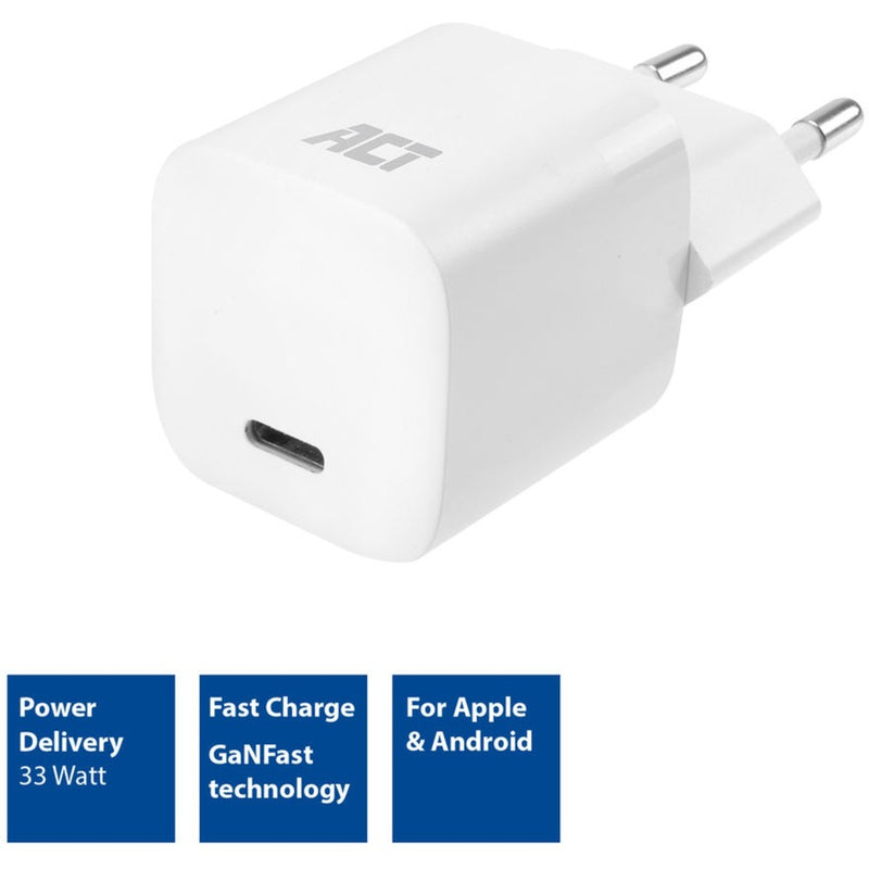 Load image into Gallery viewer, ACT Connectivity Connectivity Compacte USB-C lader 33W met Delivery en GaN