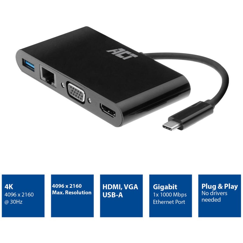Load image into Gallery viewer, Act connectivity usb-c naar hdmi of vga multiport adapter 4k met et