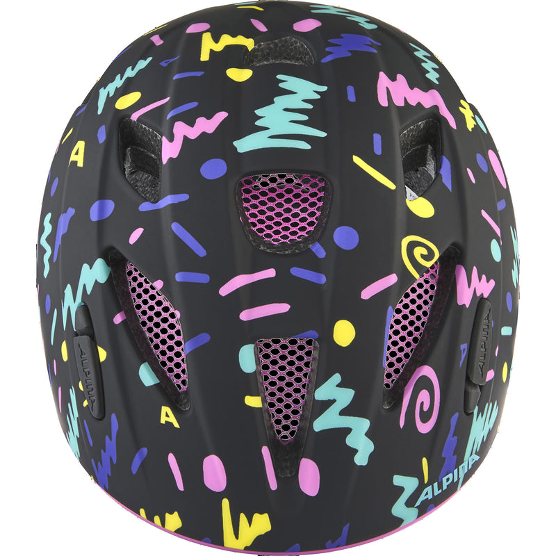 Load image into Gallery viewer, Olympic sportswear alpina sports kinderhelm ximo flash black-confetti 47-51 mat
