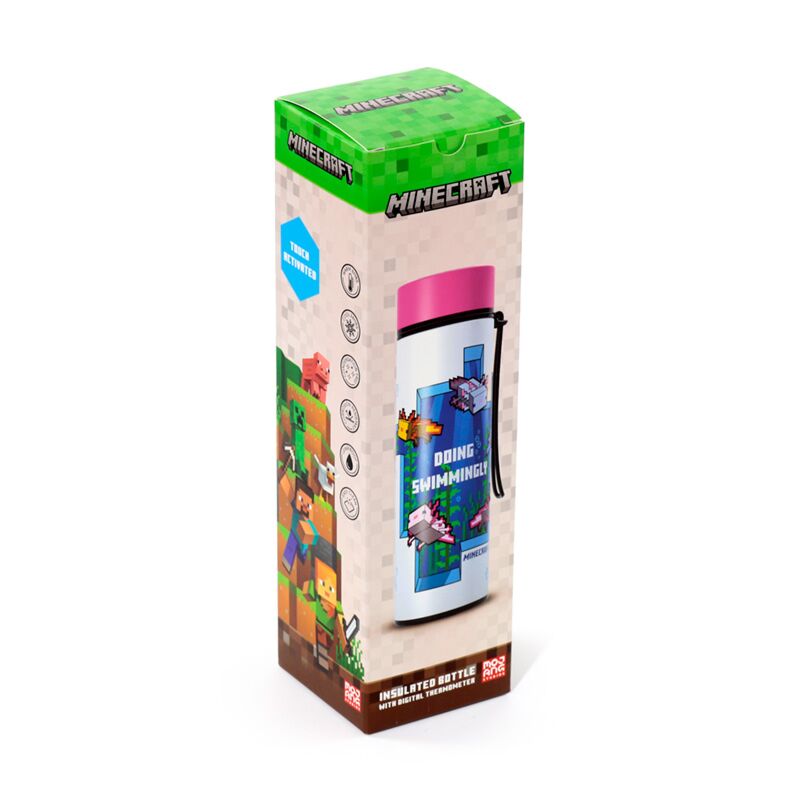 Load image into Gallery viewer, Union minecraft axolotl thermosfles 450ml thermometer