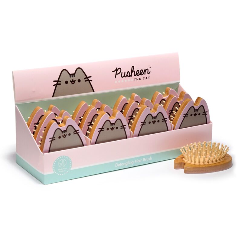 Load image into Gallery viewer, Union pusheen de kat-vormige bamboe haarborstel