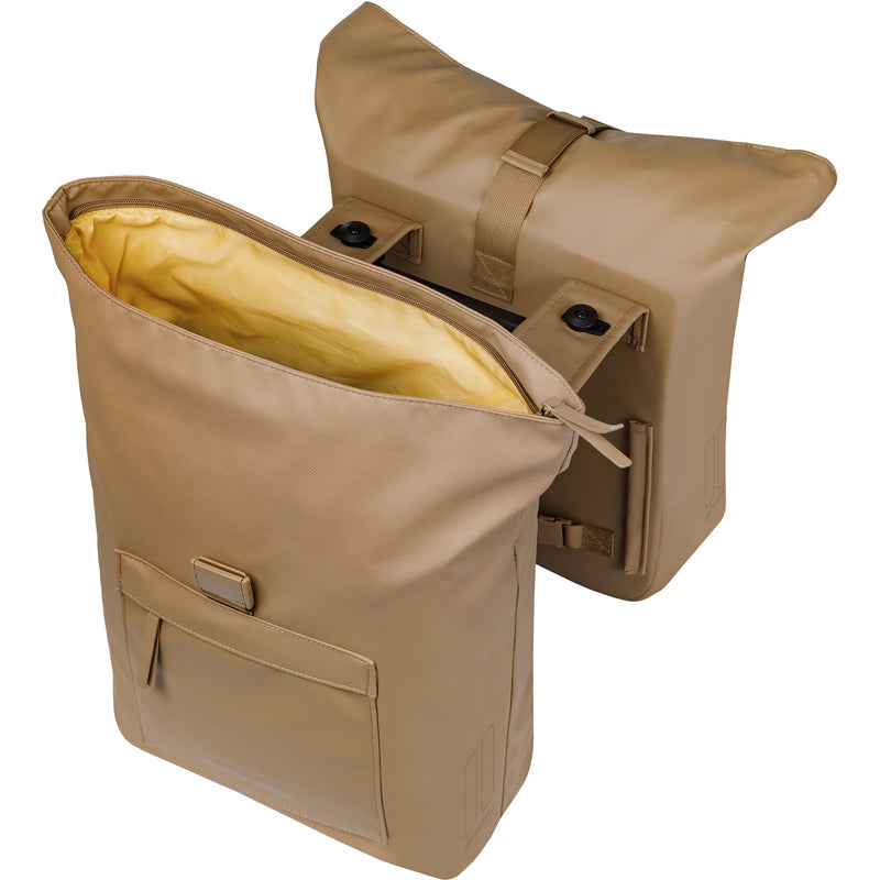 Load image into Gallery viewer, Basil dubbele fietstas brooklyn mik 41l 14 x 30 x 37 cm - zand