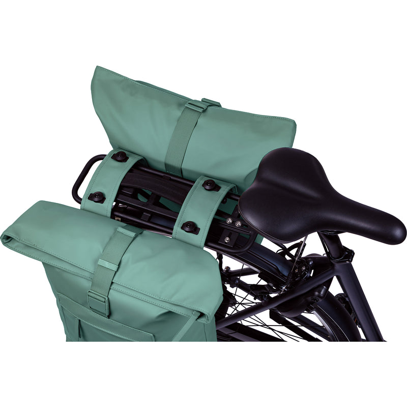 Load image into Gallery viewer, Basil dubbele fietstas brooklyn mik 41l 14 x 30 x 37 cm - groen