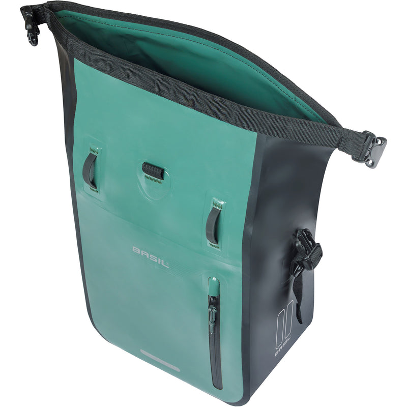 Load image into Gallery viewer, Basil enkele fietstas rivo m tarpaulin mik 12-15l 14 x 25 x 38 cm - groen zwart
