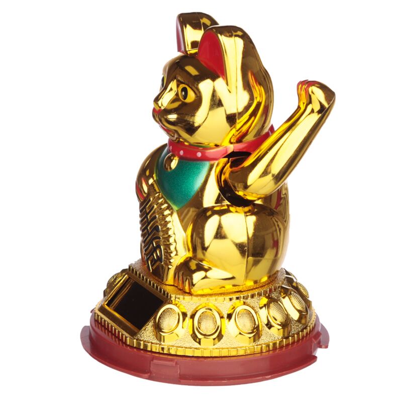 Load image into Gallery viewer, Goudkleurige maneki neko gelukskat solar poppetje