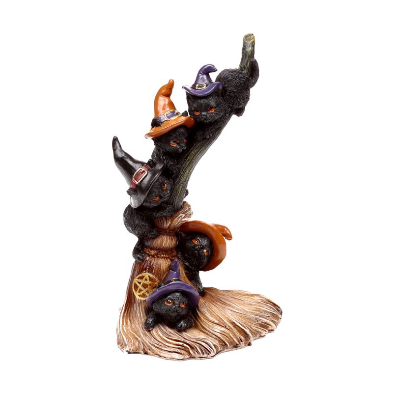 Afbeelding laden in galerijviewer, Heksen zwarte kat climbing broomstick