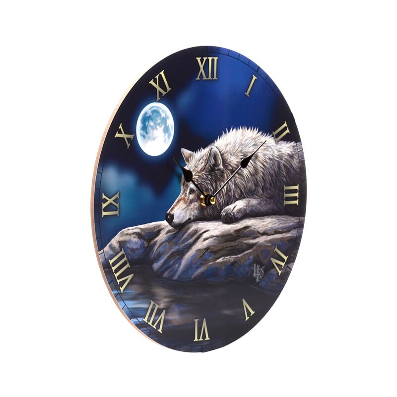 Afbeelding laden in galerijviewer, Lisa parker quiet reflection wolf bedrukte klok