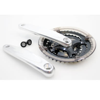 Load image into Gallery viewer, Lasco crankset 24 34 42t zilver zwart verdiept -4mm