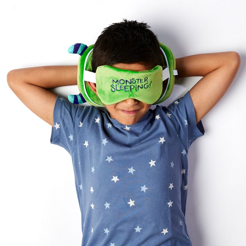 Load image into Gallery viewer, Ty relaxeazzz pluche monstarz monster rond reiskussen slaapmasker - groen