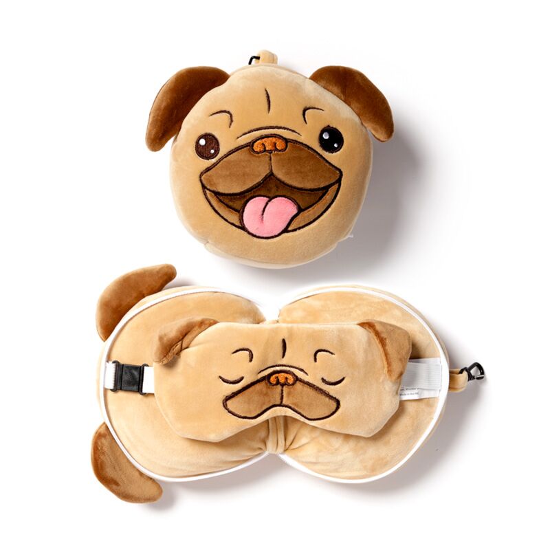 Load image into Gallery viewer, Ty relaxeazzz mopshond rond pluche reiskussen slaapmasker
