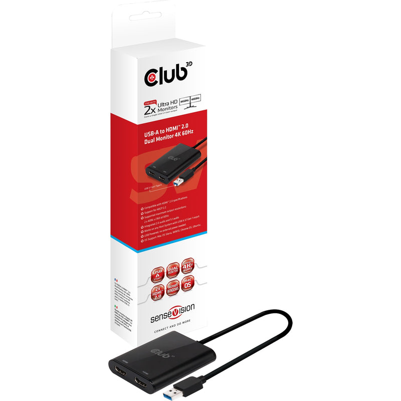 Load image into Gallery viewer, Club 3D USB 3.2 Gen1 Type A naar HDMI Dual Monitor 4K 60Hz