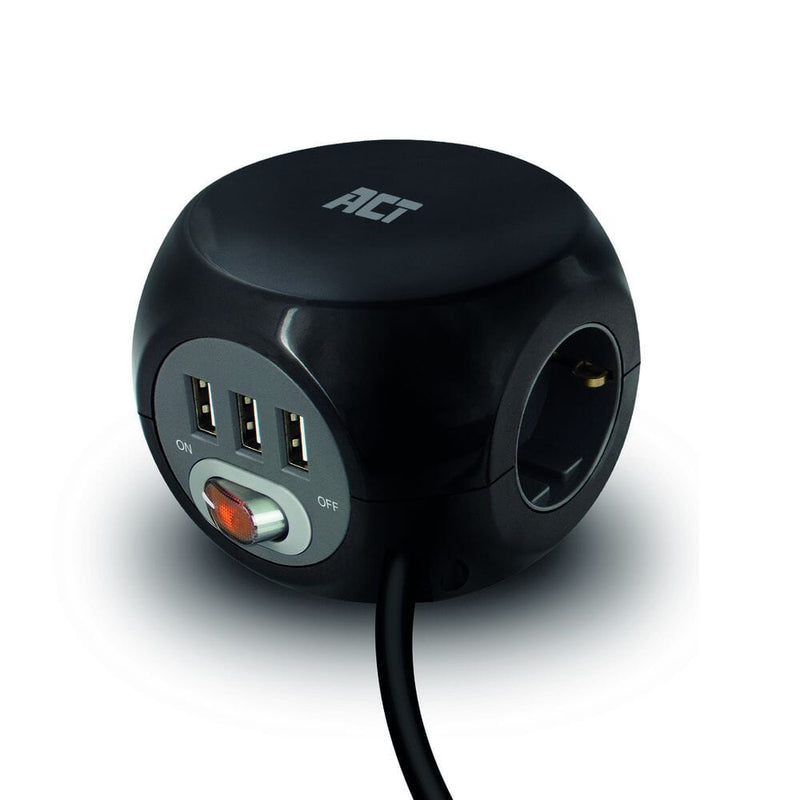 Load image into Gallery viewer, Act vierkante stekkerdoos (pdu) met 3 sockets type f 1,5m