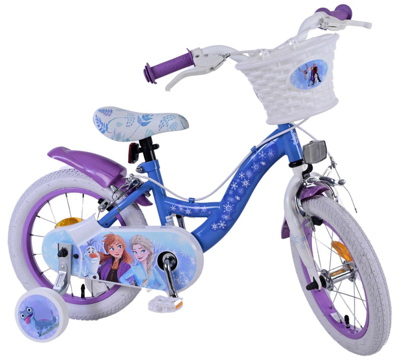 Load image into Gallery viewer, Disney Frozen 2 Kinderfiets Meisjes 14 inch Blauw Paars Twee handremmen