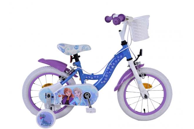 Load image into Gallery viewer, Disney Frozen 2 Kinderfiets Meisjes 14 inch Blauw Paars Twee handremmen