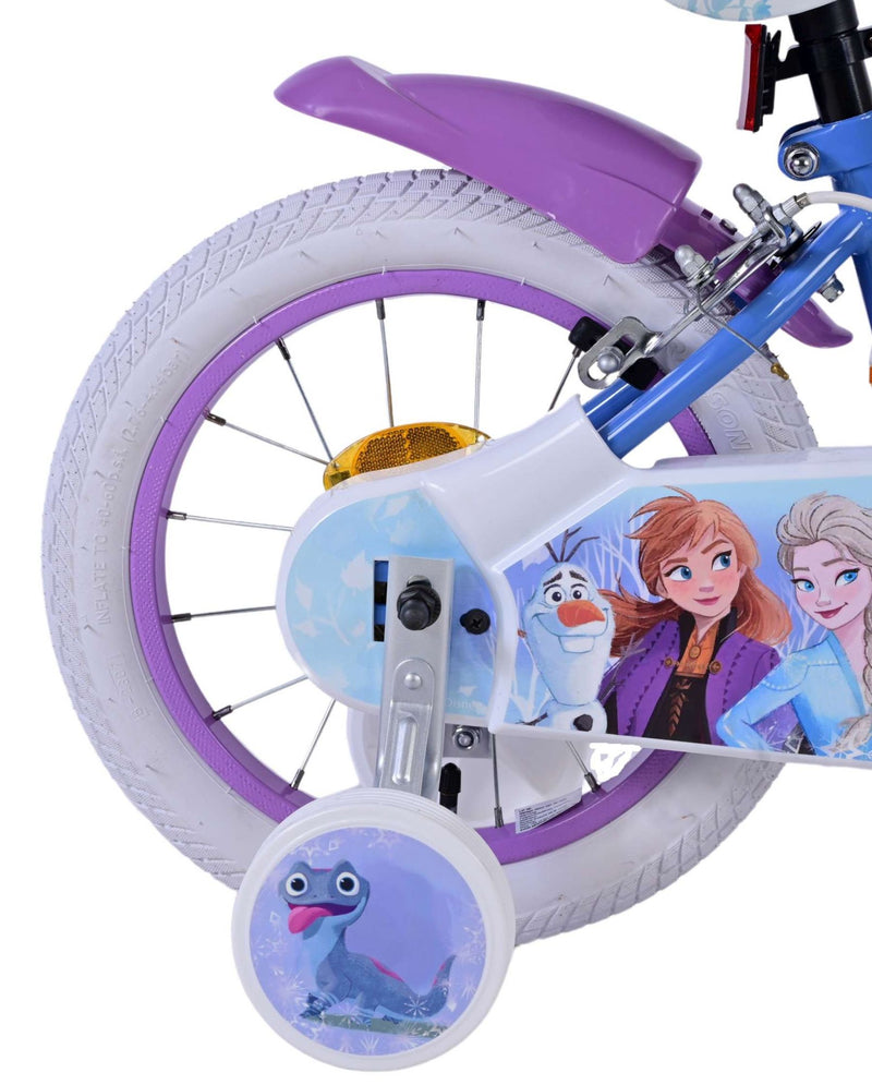 Load image into Gallery viewer, Disney Frozen 2 Kinderfiets Meisjes 14 inch Blauw Paars Twee handremmen
