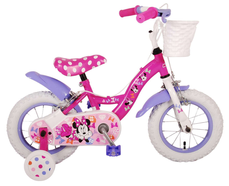 Load image into Gallery viewer, Disney minnie cutest ever! kinderfiets - meisjes - 12 inch - roze - twee handremmen