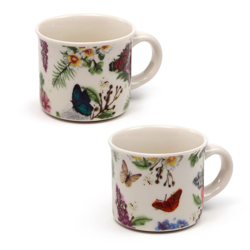 Afbeelding laden in galerijviewer, Butterfly meadows set 2 porselein espresso kopjes