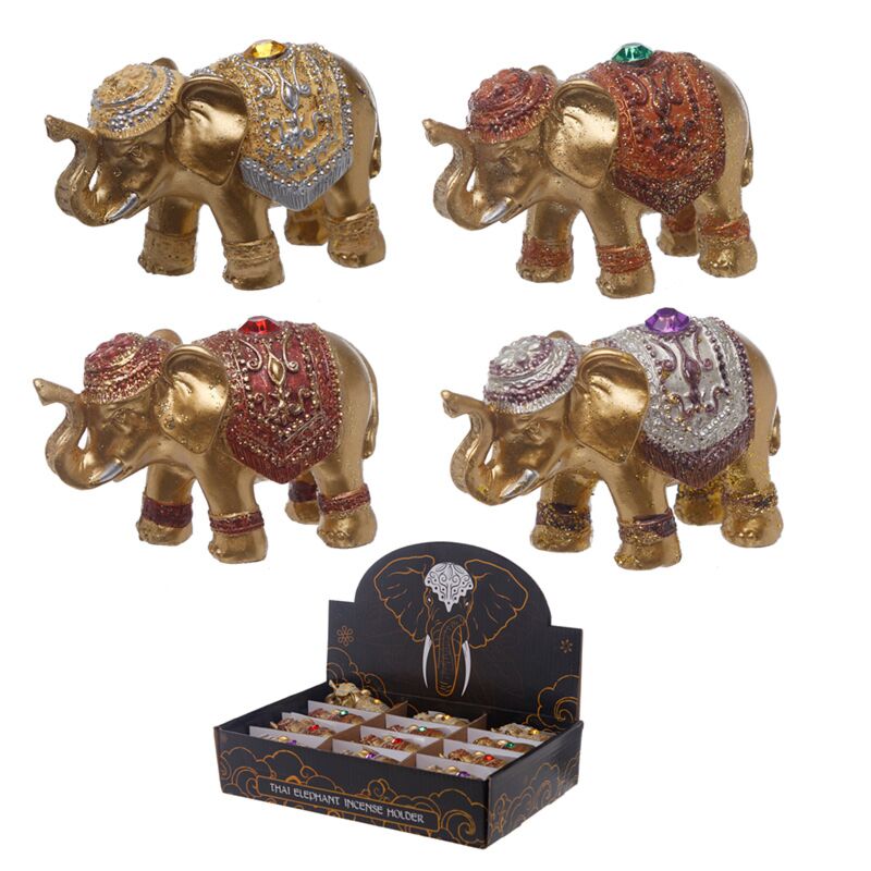 Afbeelding laden in galerijviewer, Mini glitter geluk olifant wierookhouder