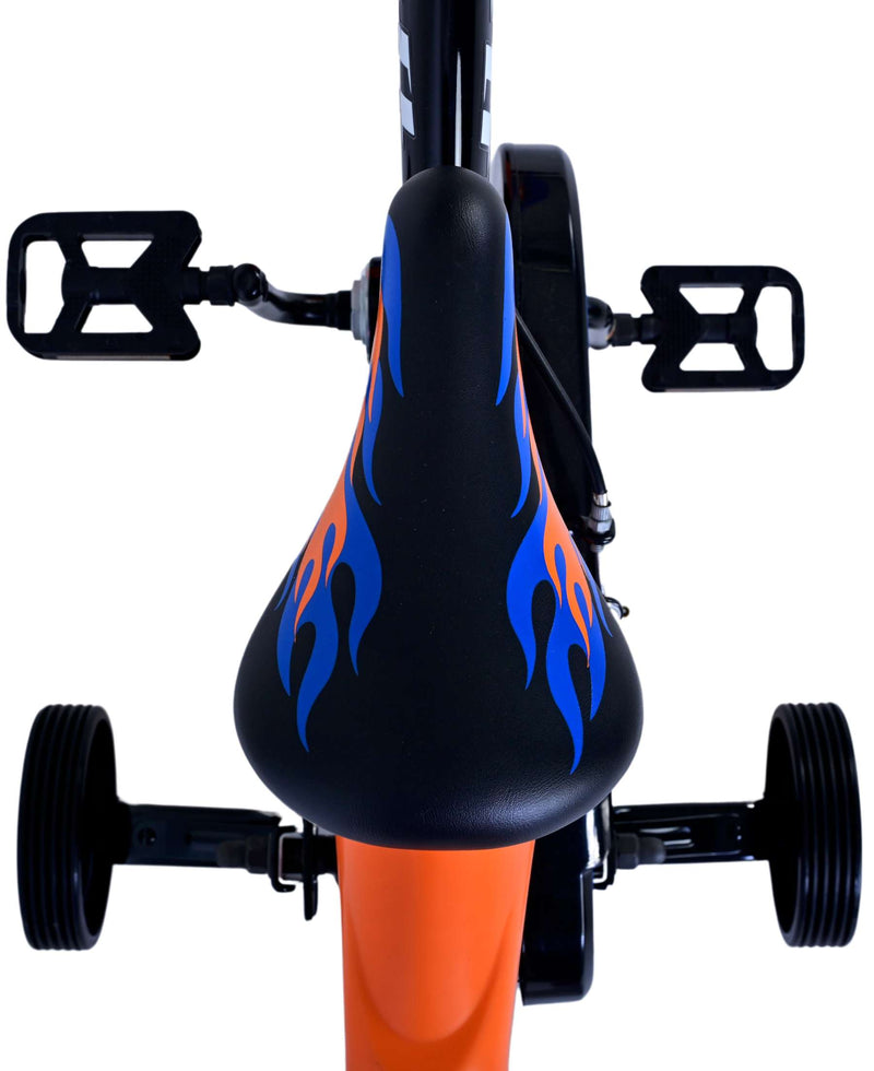 Load image into Gallery viewer, Volare hot wheels kinderfiets - jongens - 12 inch - zwart oranje blauw - twee handremmen