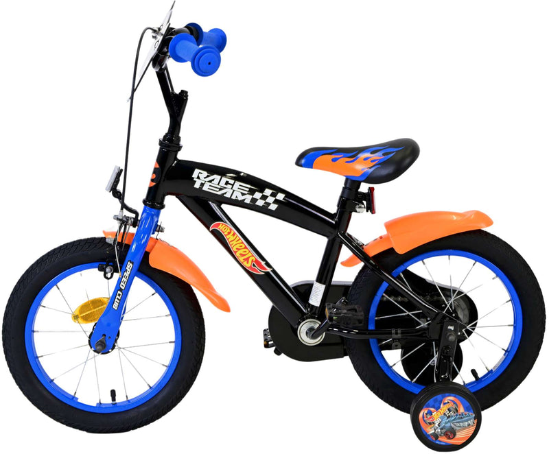 Afbeelding laden in galerijviewer, Volare hot wheels kinderfiets - jongens - 14 inch - zwart oranje blauw