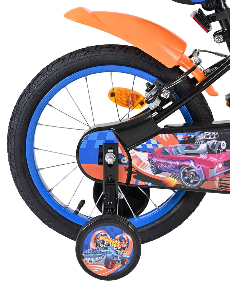 Load image into Gallery viewer, Heiße räder hot wheels kinderfiets - jongens - 16 inch - zwart oranje blauw - twee handremmen