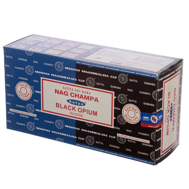 Afbeelding laden in galerijviewer, 01307 satya nag champa zwarte opium wierook stokjes