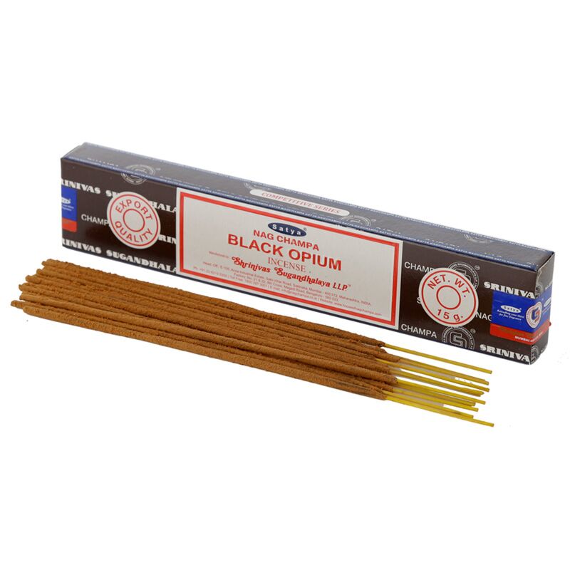 Afbeelding laden in galerijviewer, 01346 zwarte opium - satya nag champa wierook stokjes
