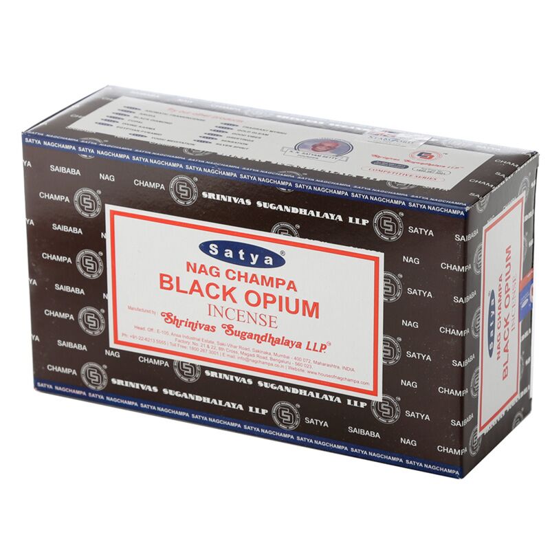 Afbeelding laden in galerijviewer, 01346 zwarte opium - satya nag champa wierook stokjes
