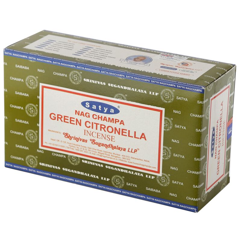 Afbeelding laden in galerijviewer, 01356 groene citronella - satya nag champa wierook stokjes