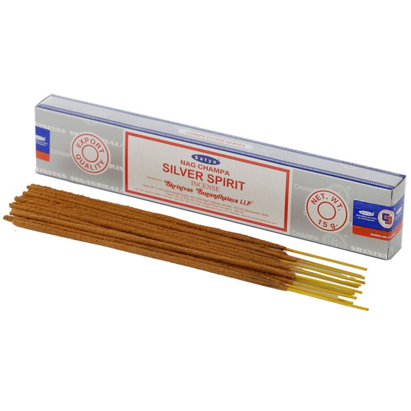 Afbeelding laden in galerijviewer, 01363 zilver geest - satya nag champa wierook stokjes