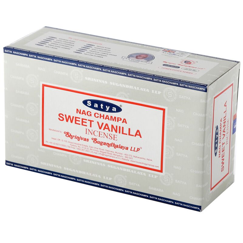 Afbeelding laden in galerijviewer, 01365 zoete vanille - satya nag champa wierook stokjes