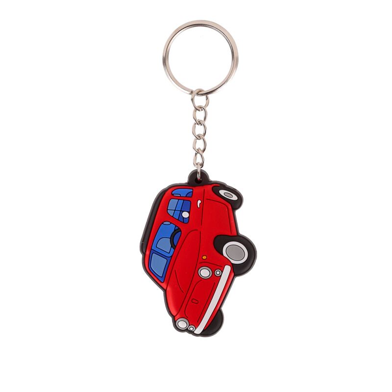 Afbeelding laden in galerijviewer, Fiat 500 rood pvc sleutelhanger