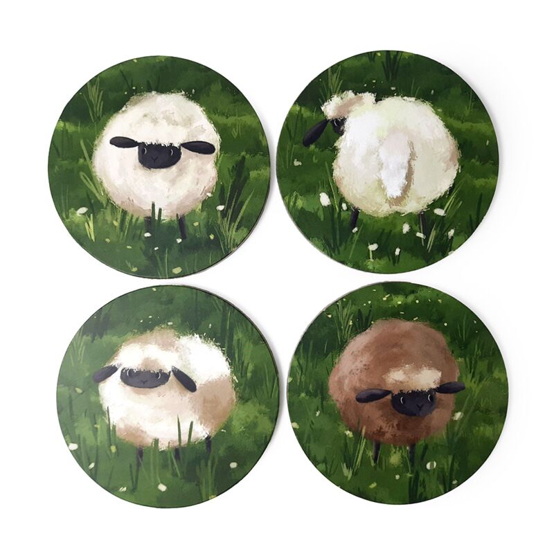 Load image into Gallery viewer, Schapen set 4 onderzetters