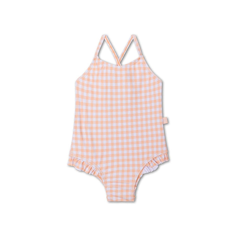 Afbeelding laden in galerijviewer, Sunset grid | oranje wit meisjes uv badpak