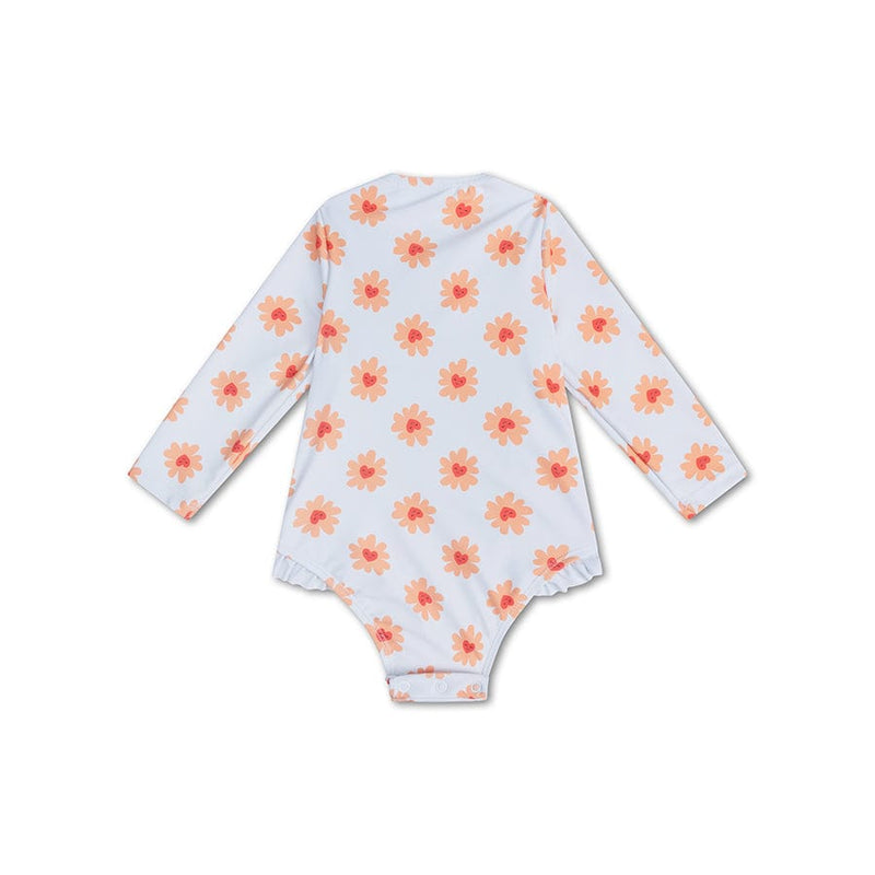 Afbeelding laden in galerijviewer, Floral love | meerkleurig meisjes uv badpak met lange mouwen