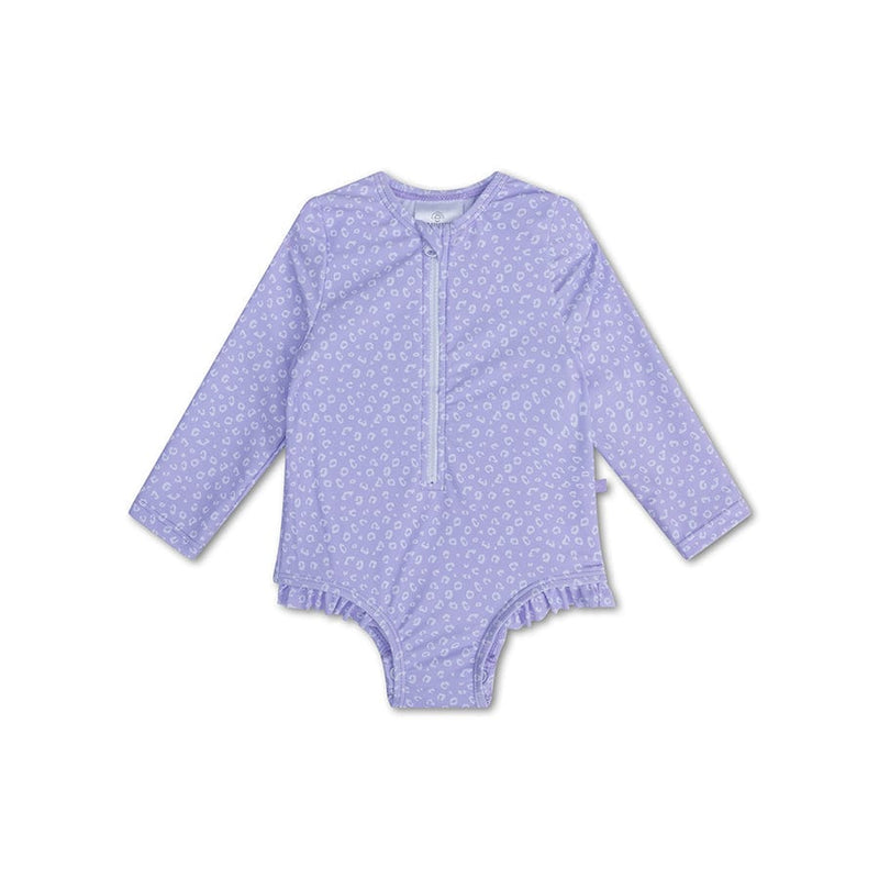 Afbeelding laden in galerijviewer, Leopard | lila meisjes uv badpak met lange mouwen