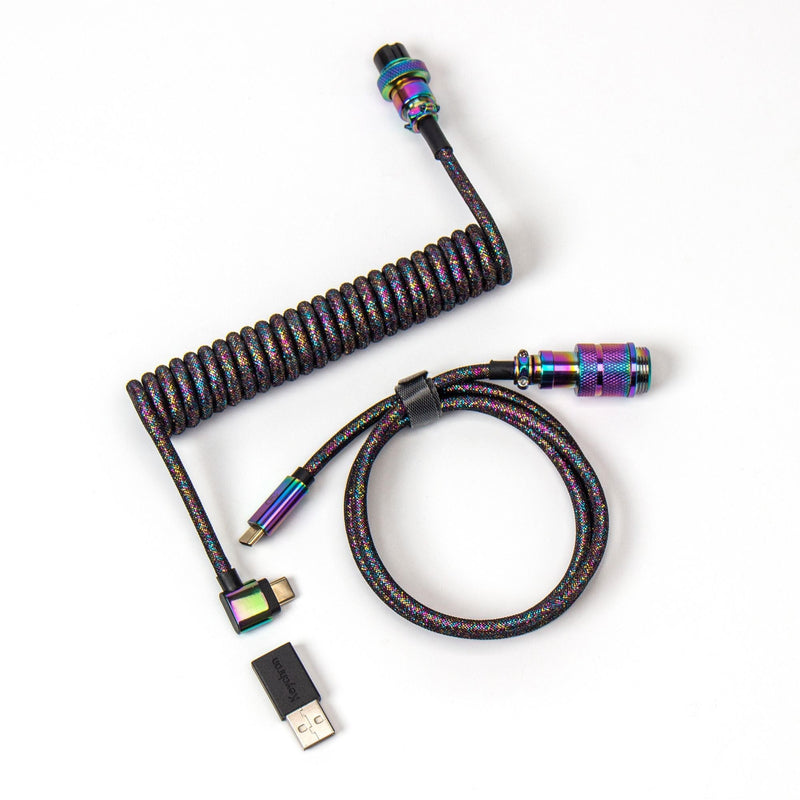 Load image into Gallery viewer, Keychron Premium Coiled Aviator Cable Rainbow Plated Blac