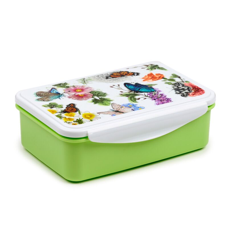 Afbeelding laden in galerijviewer, Puckator lunchtrommel broodtrommel - butterfly meadows vlinders wilde bloemen - clip lock - 7x21x14,5cm