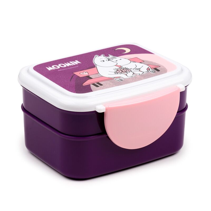 Load image into Gallery viewer, Union moomin paars clip bento box lunchtrommel met bestek