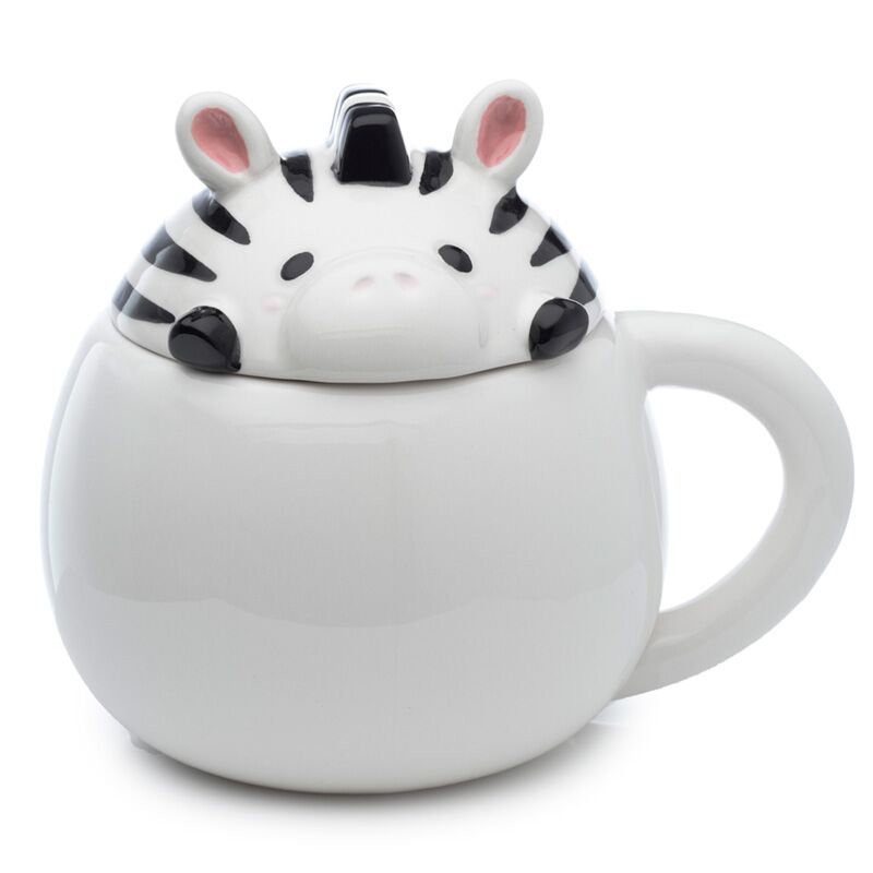 Load image into Gallery viewer, Adoramals zebra deksel gevormde keramiek mok