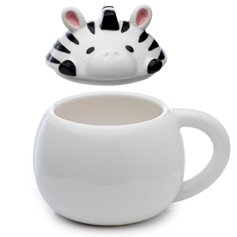 Load image into Gallery viewer, Adoramals zebra deksel gevormde keramiek mok