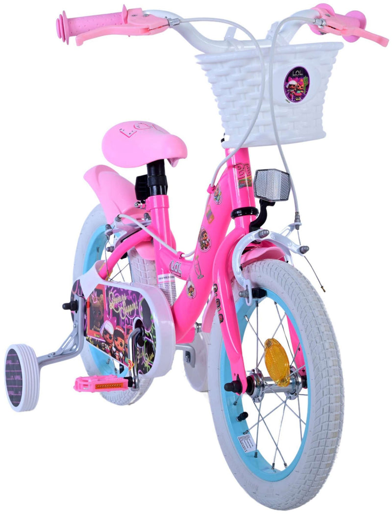 Afbeelding laden in galerijviewer, Lol surprise kinderfiets - meisjes - 14 inch - roze - twee handremmen