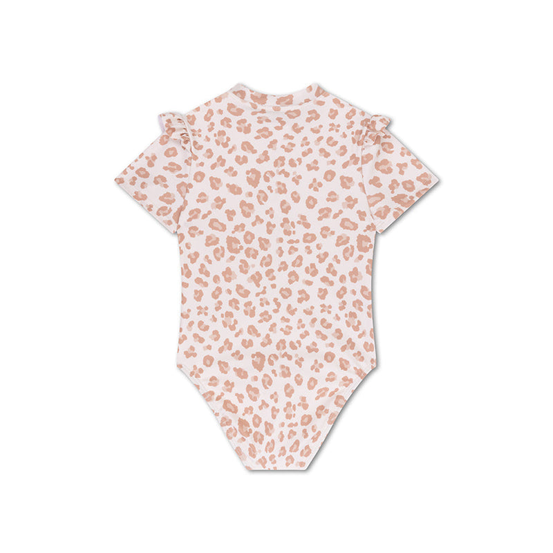 Afbeelding laden in galerijviewer, Leopard | beige meisjes uv badpak met korte mouwen