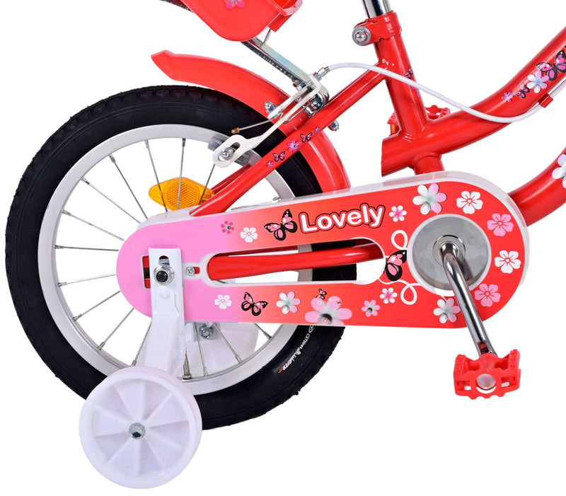 Load image into Gallery viewer, Volare Lovely Kinderfiets - Meisjes - 14 inch - Rood Wit - Twee Handremmen