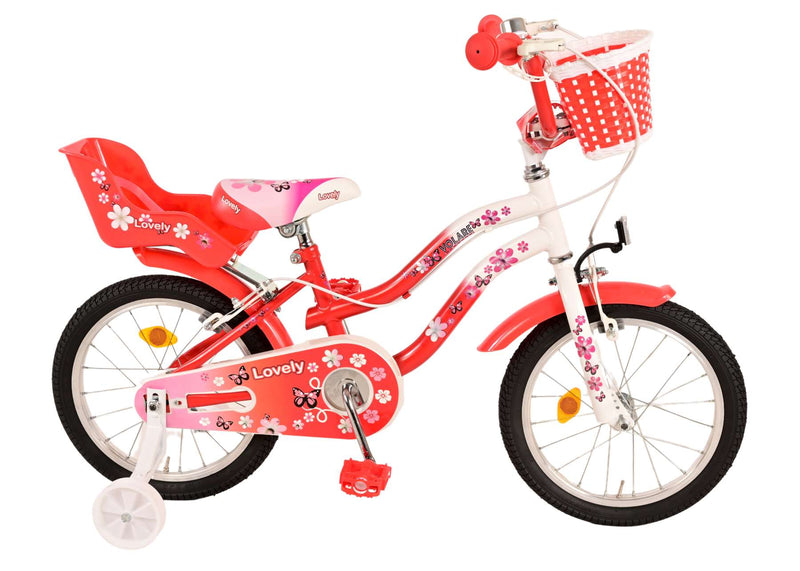 Load image into Gallery viewer, Volare Lovely Kinderfiets - Meisjes - 16 inch - Rood Wit - Twee Handremmen