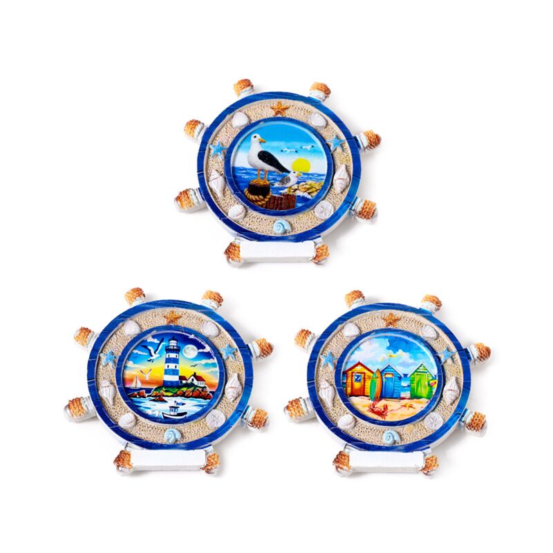 Load image into Gallery viewer, Zee strand souvenir magneet scheepswiel zeegezichten