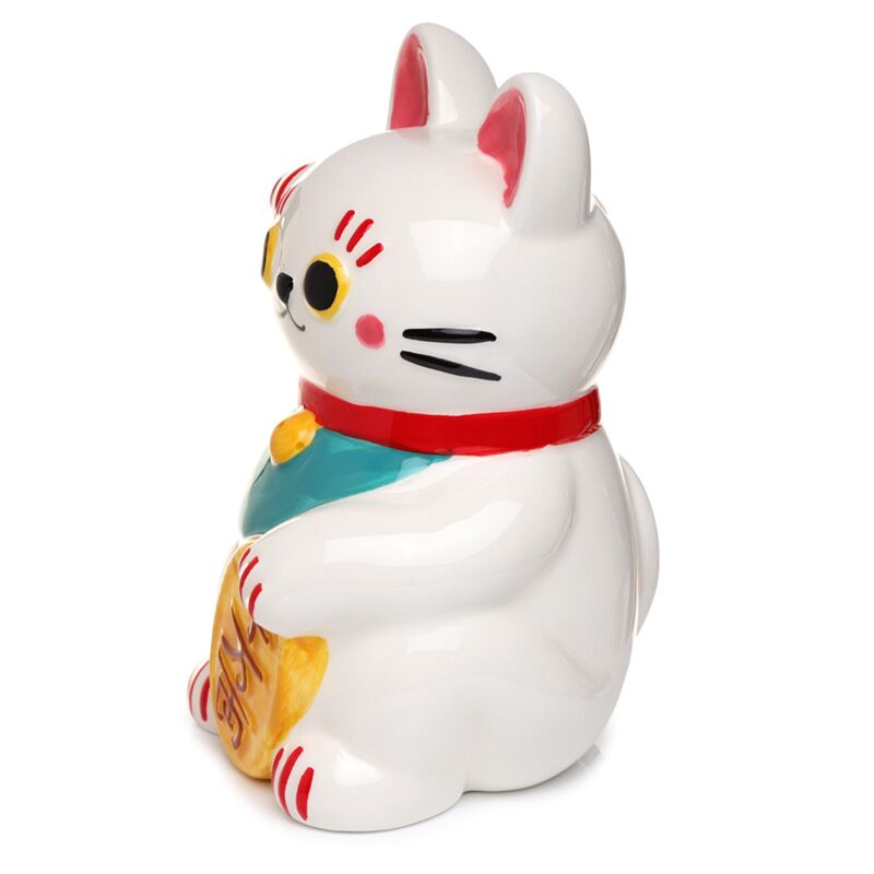 Load image into Gallery viewer, Maneki neko witte keramiek spaarpot